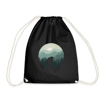 Bigfoot Mountain Forest Sasquatch Fan - Drawstring Bag - black - Front
