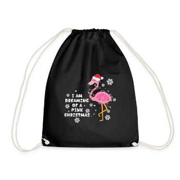 Flamingo Pink Christmas Santa Hat - Drawstring Bag - black - Front