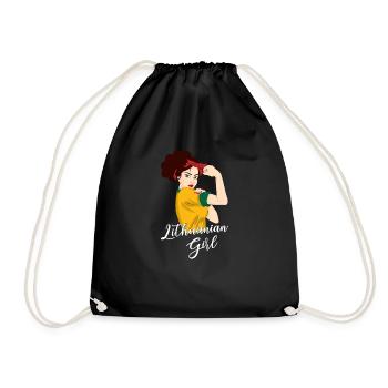 Lithuania Girl, women lithuanian - Drawstring Bag - black - Front