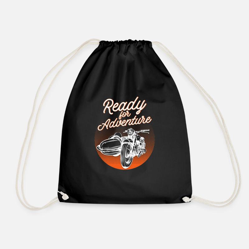 Motorcycle sidecar sidecar motorcyclist gift - Drawstring Bag - black