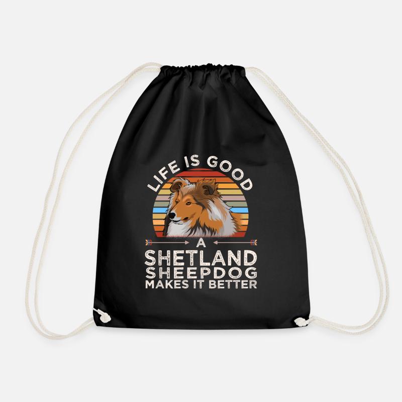 Sheltie Hund Shetland Sheepdog Geschenk - Turnbeutel - Schwarz