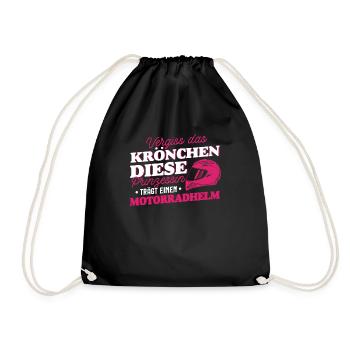 Motorradfahrerin Prinzessin Bikerin Geschenk - Turnbeutel - Schwarz - Vorne