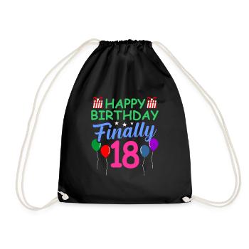 18th birthday - Drawstring Bag - black - Front