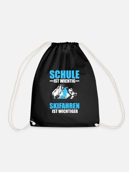Schule ist wichtig Skifahren ist wichtiger ski - Turnbeutel - Schwarz