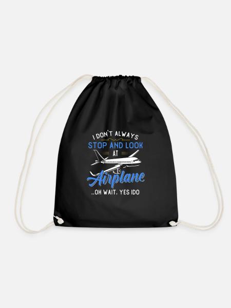 Flieger Flugzeug Landebahn Geschenk fliegen - Turnbeutel - Schwarz