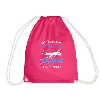 Flieger Flugzeug Landebahn Geschenk fliegen - Turnbeutel - Fuchsia - Vorne