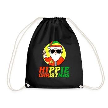 Hippie Christmas Funny Christmas Gift - Drawstring Bag - black - Front