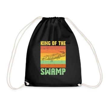 King Of The Swamps Crocodile - Drawstring Bag - black - Front