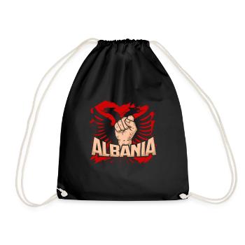 Albanian Flag Albania Kosovo Tirana Shqiptar - Drawstring Bag - black - Front