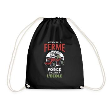 Né Pour La Ferme Forcé D aller À L école Tracteur - Sac de sport léger - noir - Devant