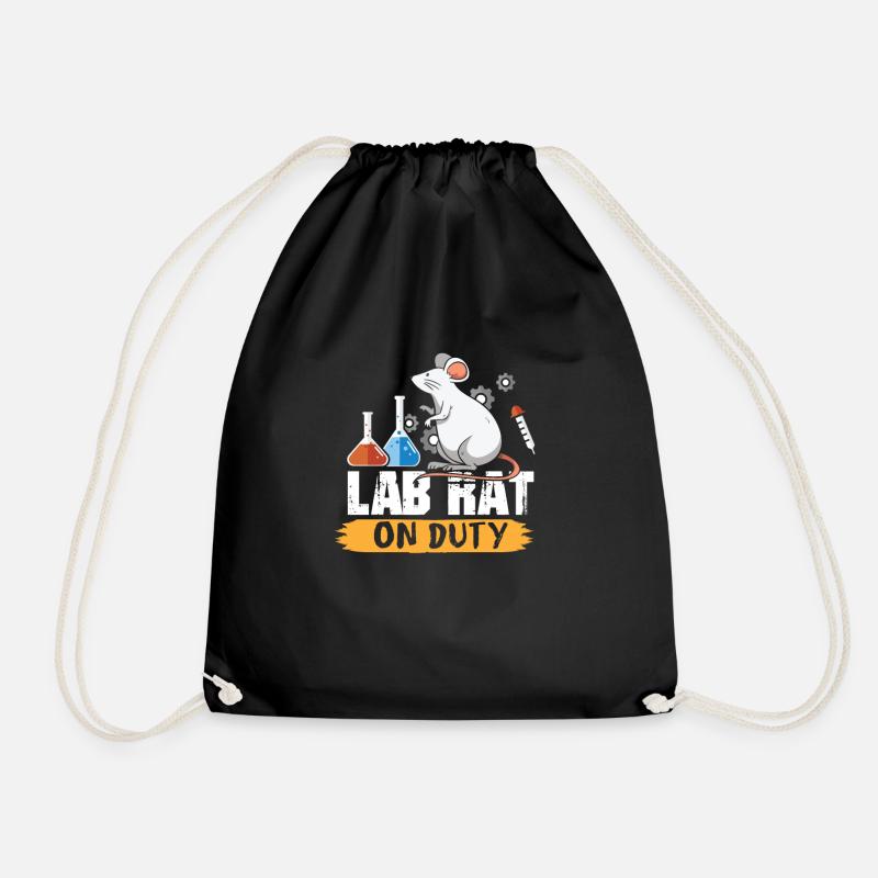 Laboratory rat working science shirt design - Drawstring Bag - black