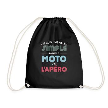 Je Suis Une Fille Simple J aime La Moto Et L apéro - Sac de sport léger - noir - Devant