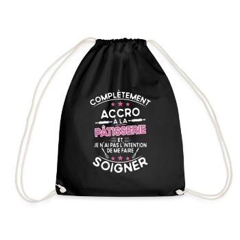 Accro à la pâtisserie - cadeau humour - Sac de sport léger - noir - Devant