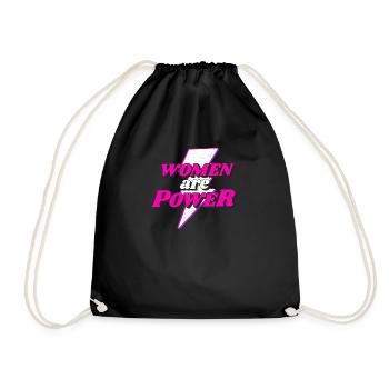 Feminist Feminist Feminism Woman Power GRL PWR - Drawstring Bag - black - Front