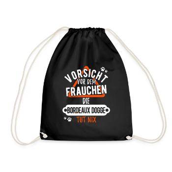 Bordeaux Dogge Hund Geschenk Frauchen - Turnbeutel - Schwarz - Vorne