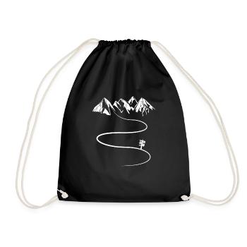 Mountains - path - skiing - hiking - trail - curves - Drawstring Bag - black - Front