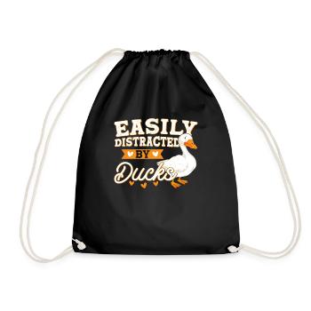 Easily Distracted By Ducks Duck Ducks Gift - Drawstring Bag - black - Front