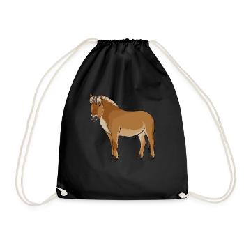 Norwegian fjord horse gift - Drawstring Bag - black - Front