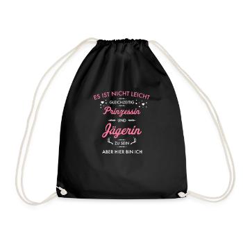 Jägerin Jagd Jagen Prinzessin Geschenk - Turnbeutel - Schwarz - Vorne