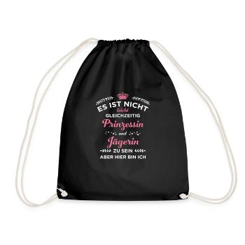 Jägerin Jagd Jagen Prinzessin Geschenk - Turnbeutel - Schwarz - Vorne