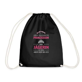 Jägerin Jagd Jagen Prinzessin Geschenk - Turnbeutel - Schwarz - Vorne