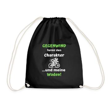 Fahrrad Fahrradfahren Charakter - Turnbeutel - Schwarz - Vorne