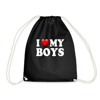 i love my boys - Drawstring Bag - black - Front