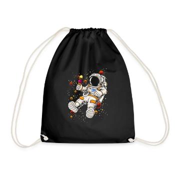 Cool astronaut galaxy ice cream dessert space - Drawstring Bag - black - Front