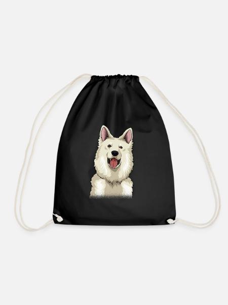 Weißer Schweizer Schäferhund Geschenk - Turnbeutel - Schwarz