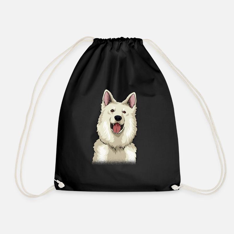 Weißer Schweizer Schäferhund Geschenk - Turnbeutel - Schwarz