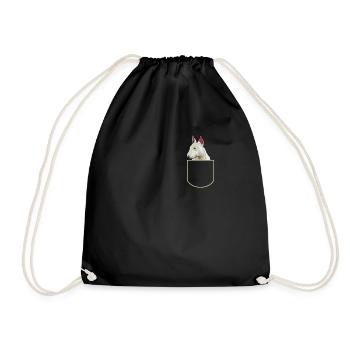 Bullterrier In Der Brusttasche Hunde Geschenkidee - Turnbeutel - Schwarz - Vorne