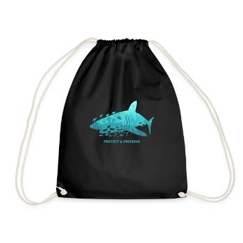 Hai sharks conservation of species nature conservation animal protection idea - Drawstring Bag - black - Front