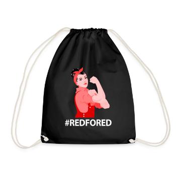 Red Girl for Strong Woman Red Apple Design Fun Gif - Drawstring Bag - black - Front