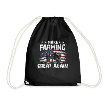 Make Farming Great Again USA Flag Tracter Farmers - Turnbeutel - Schwarz - Vorne