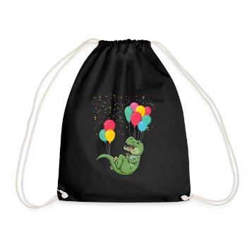 Fliegender Dino | Süßes Kinder Geburtstagsgeschenk - Turnbeutel - Schwarz - Vorne