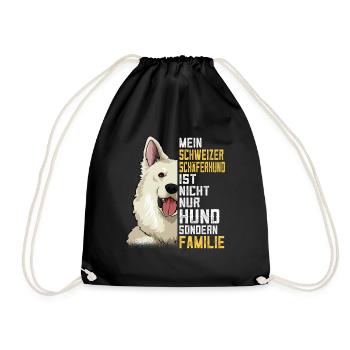Weißer Schweizer Schäferhund Geschenkidee - Turnbeutel - Schwarz - Vorne