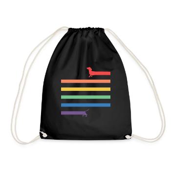 Cooles LGBT Dackel gay pride design Geschenk - Turnbeutel - Schwarz - Vorne