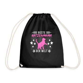 Beste Katzenmama der Welt - Katze Mama Geschenk - Turnbeutel - Schwarz - Vorne
