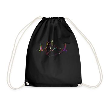 EKG d'art de ligne de chien de bétail australien coloré - Sac de sport léger - noir - Devant