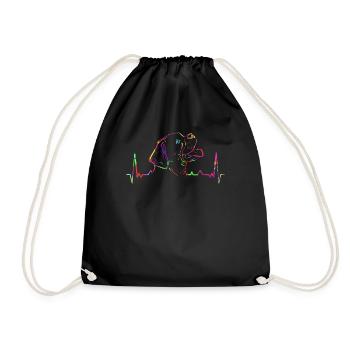 Colorful boxer dog EKG gift - Drawstring Bag - black - Front