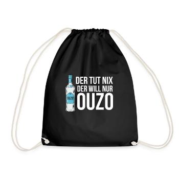 Ouzo Geschenk in Griechenland in Griechisch Saufen - Turnbeutel - Schwarz - Vorne