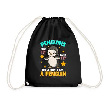 Cute Penguins Can't Fly I Can't Fly I Am A Penguin - Drawstring Bag - black - Front