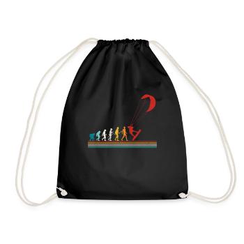 Retro Evolution Kite Surfing Funny Kite Boarding - Drawstring Bag - black - Front