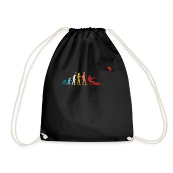 Retro Evolution Kite Surfing Funny Kite Boarding - Drawstring Bag - black - Front