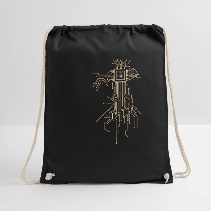 Cyborg heart chipset semiconductor programmer Drawstring Bag