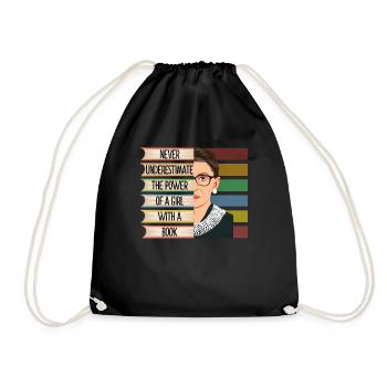 Never Under Estimate The Power Of A Girl With A Bo - Drawstring Bag - black - Front