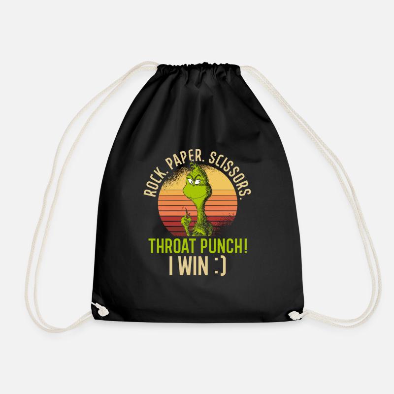 Rock Paper Scissors Throat Punch - Drawstring Bag - black