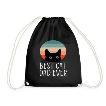 cat best cat dad ever retro cats cat cats - Drawstring Bag - black - Front