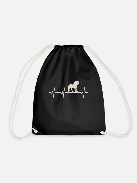 Friesian horse heartbeat for horse lovers - Drawstring Bag - black