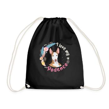 J'adore mon cadeau de chien Podenco - Sac de sport léger - noir - Devant